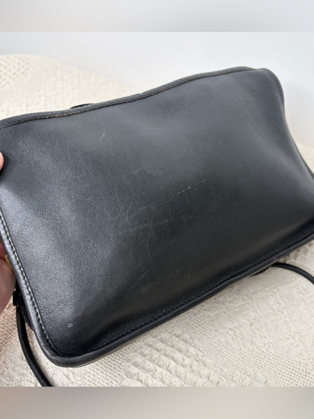 80s Vintage Coach Basic Bag 9455 NYC Black Leather Shoulder Purse - Picture 4 of 8